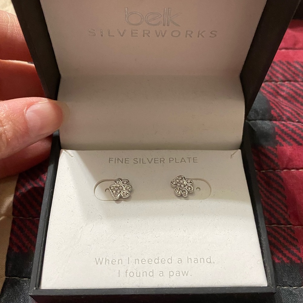 Belk Silver Plated Paw Earrings